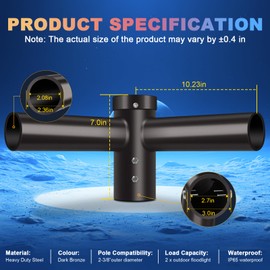 LEDMO 90° Tenon Adaptor with 2 arms, Double 2-3/8" Round Slip Fitter Bracket, Lighting Mounting Heavy Duty Extension Round Pole for Parking Lot Area Light Street Floodlight Solid Rustproof