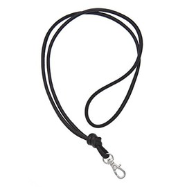 Soft nappa leather lanyard - assorted colours chrome colour clips (Black)