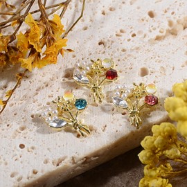 20PCS Flower Shaped Nail Charm 3D Pearls Luxury Nail Art Diamonds Mix Color Crystal Gems Nail Art Rhinestones for DIY Nail Manicure Jewelry Crafts