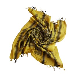 Retro Seventy2 Ladies Pure Cotton Shemagh Scarves Womens Winter Wrap Unisex Arab Scarf Keffiyeh Shawl (Yellow/Black)