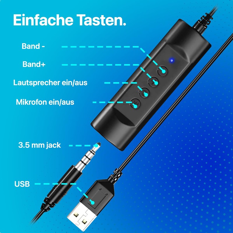 URGOODS USB Headset with Microphone, Working Headset, Stereo Headphones with