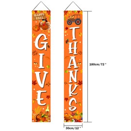 AIBIIN Happy Fall Give Thanks Door Banner Happy Thanksgiving Outdoor Decor Autumn Give Thanks Porch Banners for Door Decorations Give Thanks Party Sign Banner Photo Props 12 x 72 inch