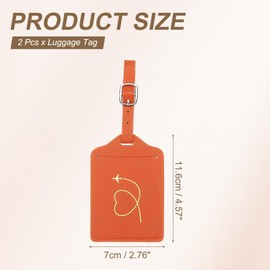 PATIKIL Suitcase Luggage Tags, Orange Heart Leather Name Tags Airplane Bag Accessories Travel Essentials for Flying Hotel Check in Luggage Bags Men Women, 2 Pcs