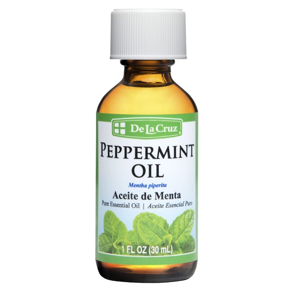 De La Cruz Peppermint Essential Oil - 100% Peppermint Oil for Aromatherapy - Steam Distilled - 1 Fl OZ