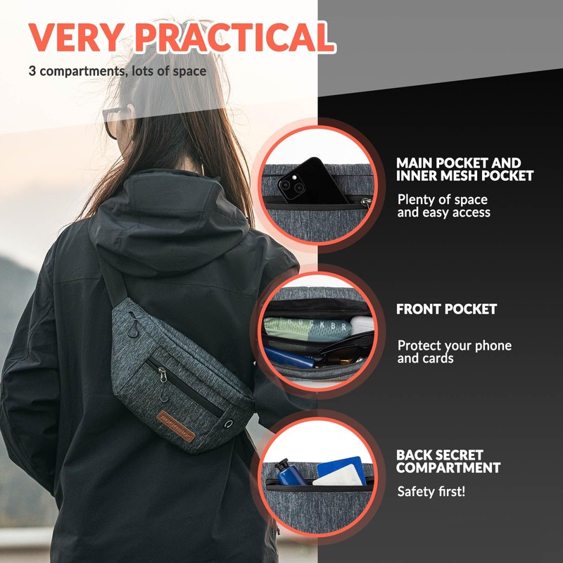 ROCKBROS Bum Bag for Men and Women, 1.5 L Belt