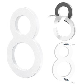 Yafimea House Number Plaque Large Mdoerne Made of ABS Plastic in 3D Look 15 cm White Number 8