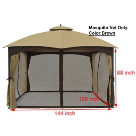 APEX GARDEN 10 Ft. x 12 Ft. Gazebo Replacement Mosquito Netting (Brown)