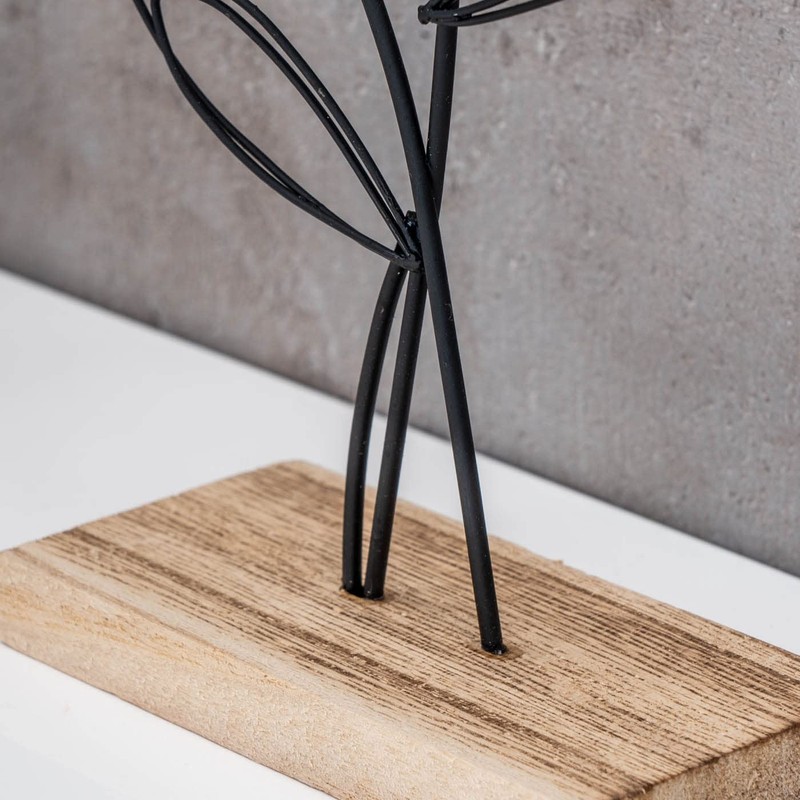 levandeo Stand Flower Set of 2 Metal Wood Black Natural