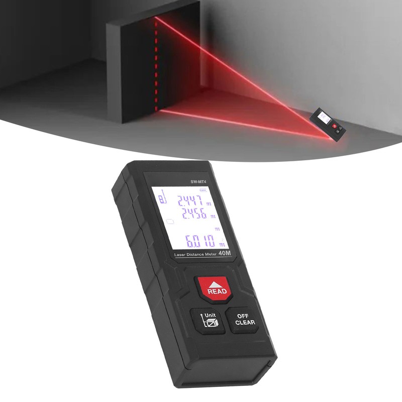 Laser Distance Meter Millimeter Level Accuracy 40m Range Red Light