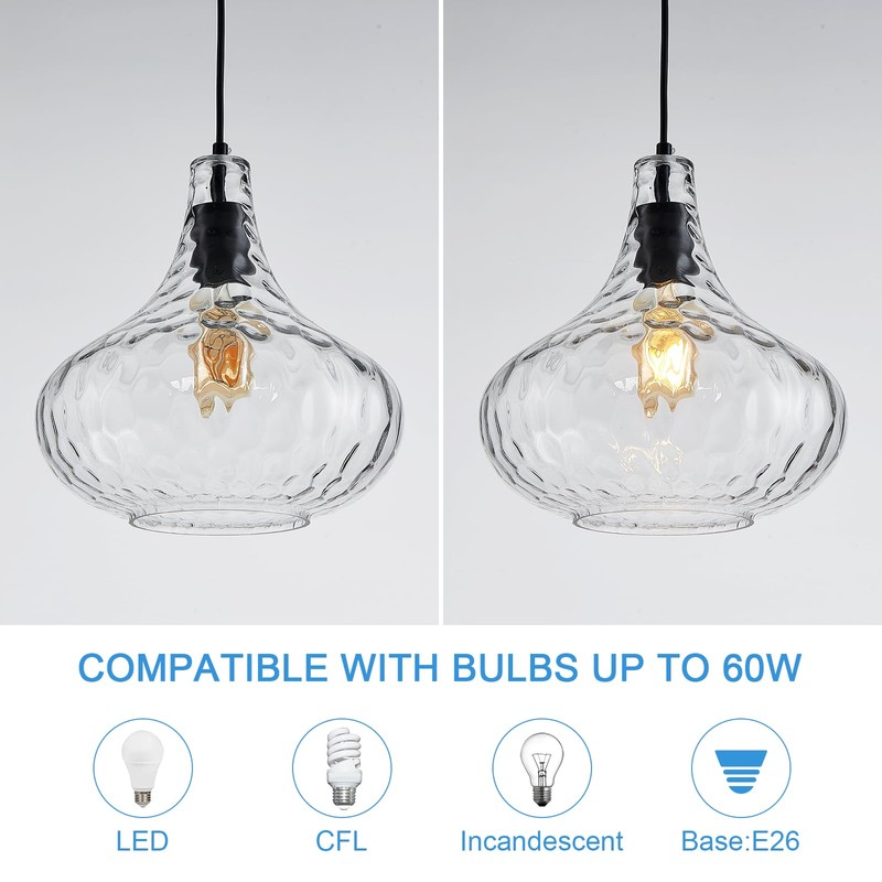 KOKAiZeeKi 11 Inch Kitchen Island Pendant Light – Blown Glass