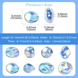 Ipotkitt - 40 piezas de 8 estilos galvanizados transparentes de acrílico azul abalorio irregulares sueltas para hacer joyas, manualidades, pulseras, collares, arete, llaveros, decoración de bolsas