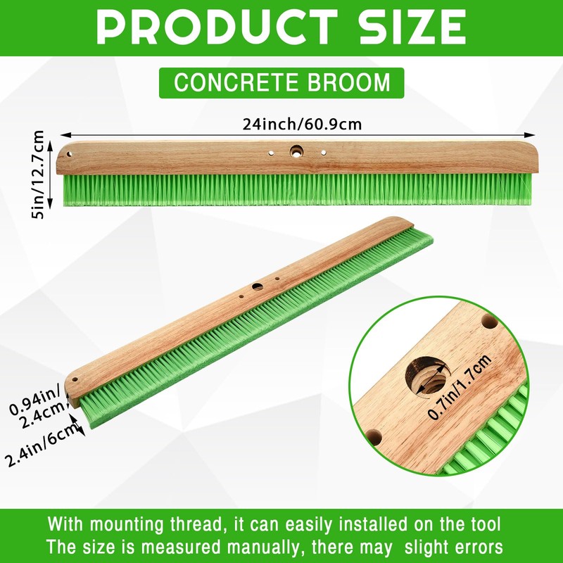 Yiyiring 2 Pcs 24 Inches Green Concrete Broom Soft Without