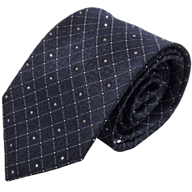 Thomas Bailey Silk Crystal Tie - Taurus Navy 8cm