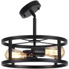 Heircido Industrial Black Semi Flush Mount Ceiling Light,Farmhouse Kitchen Lighting,