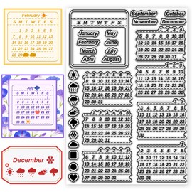 CHGCRAFT Calendar Clear Stamps Weather Iconss Transparent Stamps Silicone Clear Stamp Seals for Carding Making DIY Scrapbooking Photo Album Decoration, 8.26x5.82 inch
