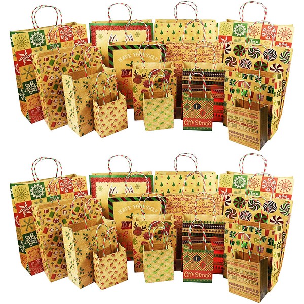 Set of 32 Blissful Friends Gift Bags! 4 Fun Designs! 3 Different Sizes! (32 Gift Bags)