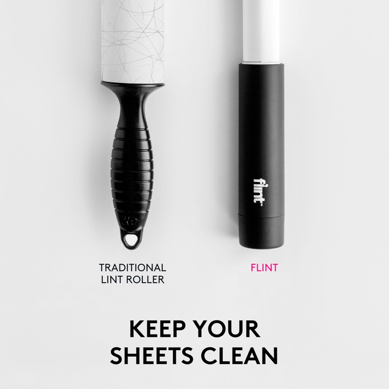 Flint Classic Black Retractable Mini Lint Roller with 30 Extra