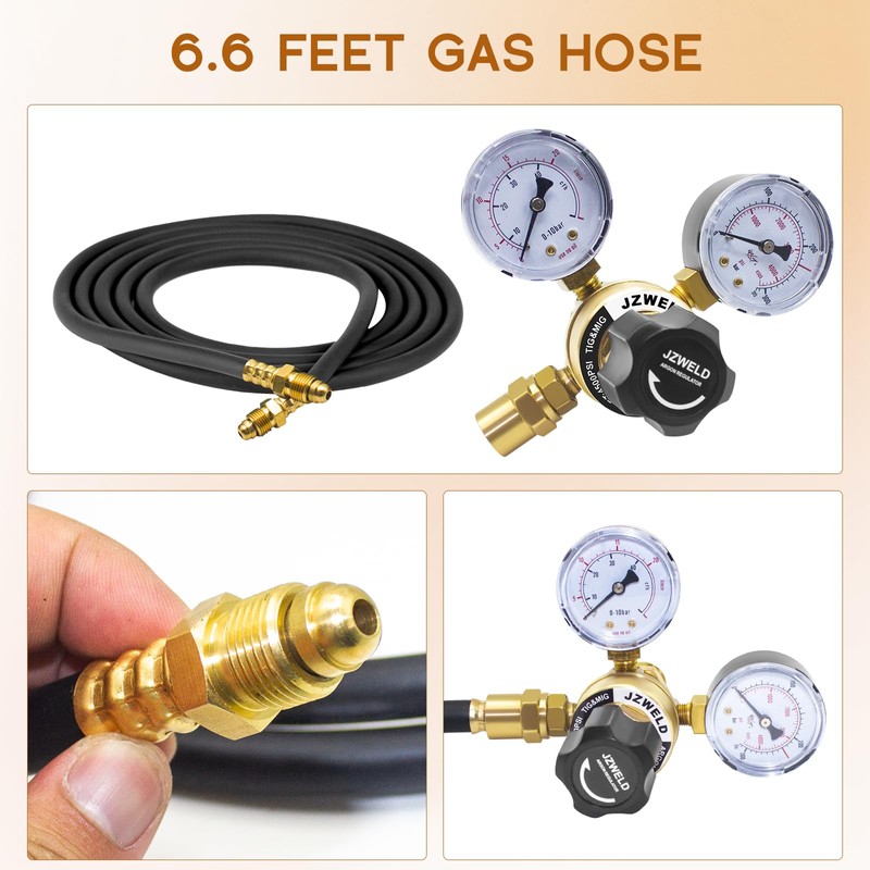 American Standard Welding Argon Regulator with 6.6 Feet Gas Hose,