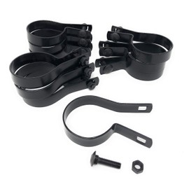 FENCESMART4U (10 Pack) Tension Bands with Bolts & Nuts for Chain Link Fence, Gate, Posts (2-3/8") Black Finish