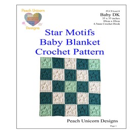 Crochet Pattern for Babies Blanket Star Motifs, Puff Stitch Baby Blanket Crochet Instructions, A5 Booklet