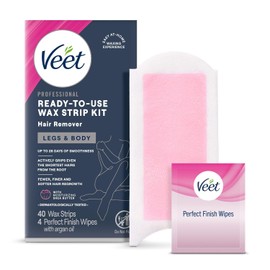 Veet Leg and Body Hair Remover Cold Wax Strips, 40 Count