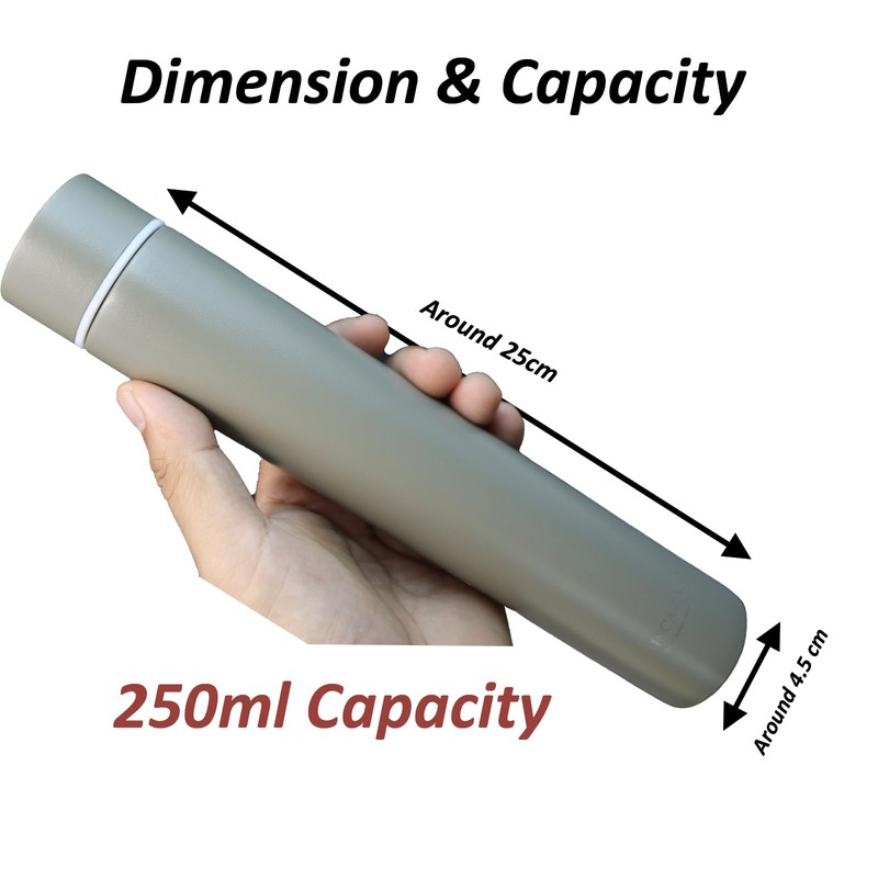 Thermos Flask Slim Long Water Bottle Dopper Stainless Steel 250