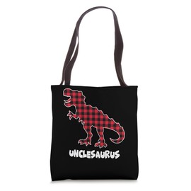 Unclesaurus Red Plaid Matching Family Christmas Uncle Trex Tote Bag