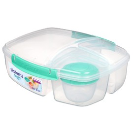 Sistema To Go Triple Split Lunch Box with Yoghurt Pot | 2L Air-Tight and Stackable Food Storage Container | BPA-Free | Assorted Colours