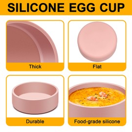 Silicone Egg Poacher with Lids, 3 Pack Microwavable Egg Poaching Cups for Oven Air Fryer, Small Silicone Prep Bowls - Pink