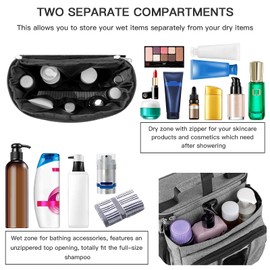 Bukere Shower Caddy Tote Bag, Portable Shower Caddy for College Dorm Travel, Separate Compartment, Large Capacity, Quick Dry Mesh Base, Hanging Toiletry Bath Bag for Student, Gym, Camp, Women Men