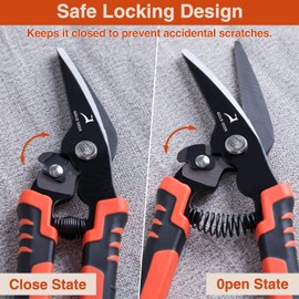 GOLD DEER 2pcs 8" Heavy Duty Scissors Straight & Elbow Utility Scissors Carpet Shears Metal Shears Metal Scissors Metal Scissors Fishing Scissors Plastic Cutter Corrugated Sheet Scissors Craft