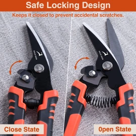 GOLD DEER 2pcs 8" Heavy Duty Scissors Straight & Elbow Utility Scissors Carpet Shears Metal Shears Metal Scissors Metal Scissors Fishing Scissors Plastic Cutter Corrugated Sheet Scissors Craft
