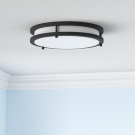 ASD LED 18" Round Flush Mount Lighting, Close to Ceiling Light Fixture | 3CCT, Dimmable, Energy Star, ETL Listed | 28W 2230LM 3000-5000K 120V | Low Profile Double Ring Lamp | Dark Bronze
