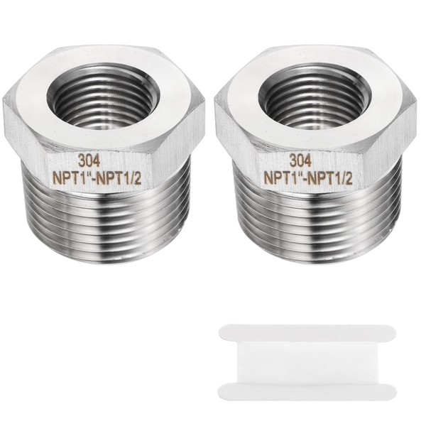 sourcing map 2pcs Stainless Steel Pipe Fitting 1/2" NPT Female