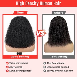 FIRIEYA Curly Bob Wig Human Hair 220 Density 13x4 HD Lace Front Wigs Human Hair Pre Plucked Deep Curly Glueless Short Bob Wigs for Women Natural Black 10 Inch