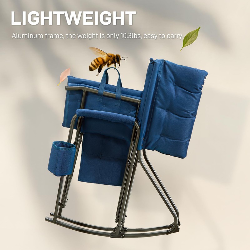 EVER ADVANCED Lightweight Folding Rocking Camping Chair, Padded Portable Rocker