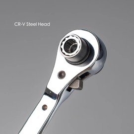 Mefape 8 In 1 Ratchet Wrench, 12 Point Ratchet Multi Wrench, Double Box End Box Wrench, 5/16" 3/8" 7/16" 1/2" 9/16" 5/8" 11/16" 3/4" Ratchet Wrench, Lineman Wrench