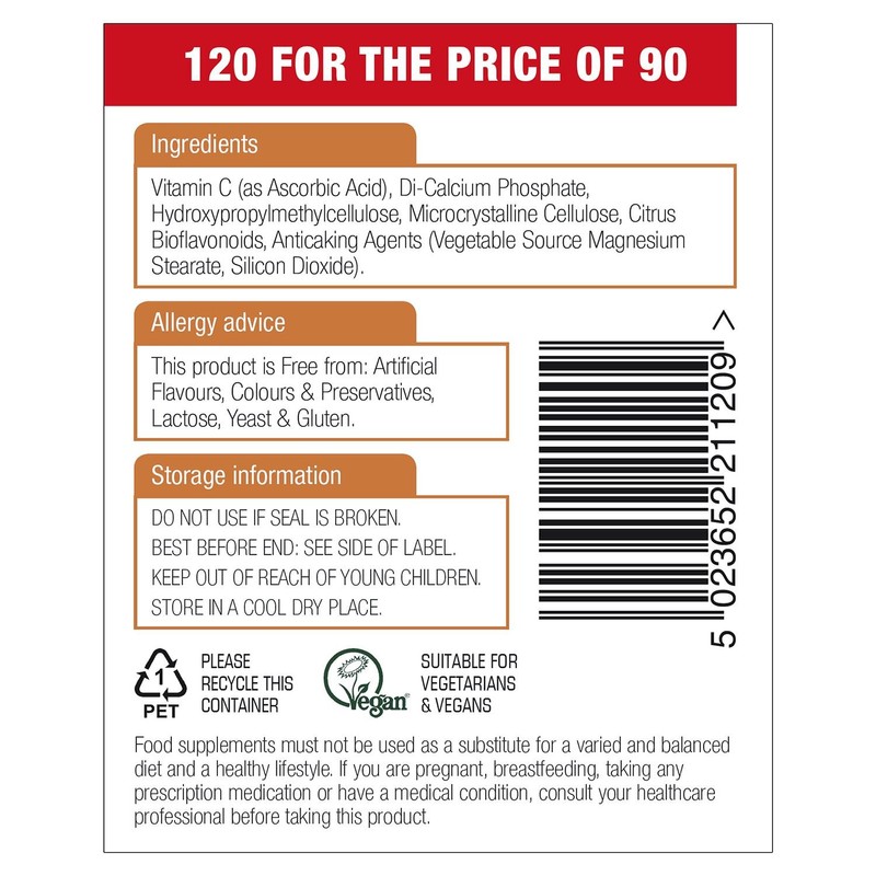 Natures Aid Time Release Vitamin C 1000mg with citrus bioflavonoids