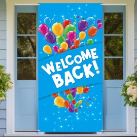 Welcome Back Door Banner | Welcome Home Door Cover | Housewarming Party Door Sign | Military Homecoming Deployment Returning Party Supplies | 3 x 6 ft