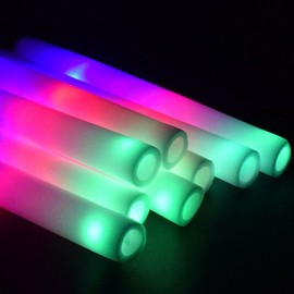 30 LED Foam Sticks Bulk 18 Inch - Multi Color with 3 Flashing Modes - Glow in The Dark Party Supplies