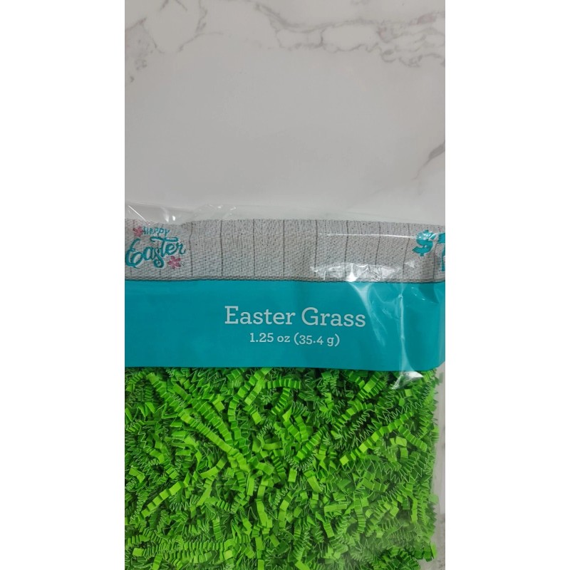 Easter Basket Grass Crinkled Paper Green Christmas Filler Decor Discontinued