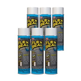 Flex Seal, 14 oz, 6-Pack, Brite, Stop Leaks Instantly, Waterproof Rubber Spray On Sealant Coating, Perfect for Gutters, Wood, RV, Campers, Roof Repair, Skylights, Windows, and More