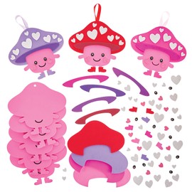 Baker Ross FX955 Love Heart Mushroom Mix and Match Decorative Craft Kits - Pack of 8, Valentine's Day Craft Kits for Kids