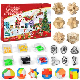 Advent calendar 2024, Brain Teaser Puzzle 24 Days Christmas Countdown Calendar 2024, with 3D Metal Wire and Wooden Locks and Plastic Puzzle Toys, for Boys Girls Teens Adults Christmas Gifts