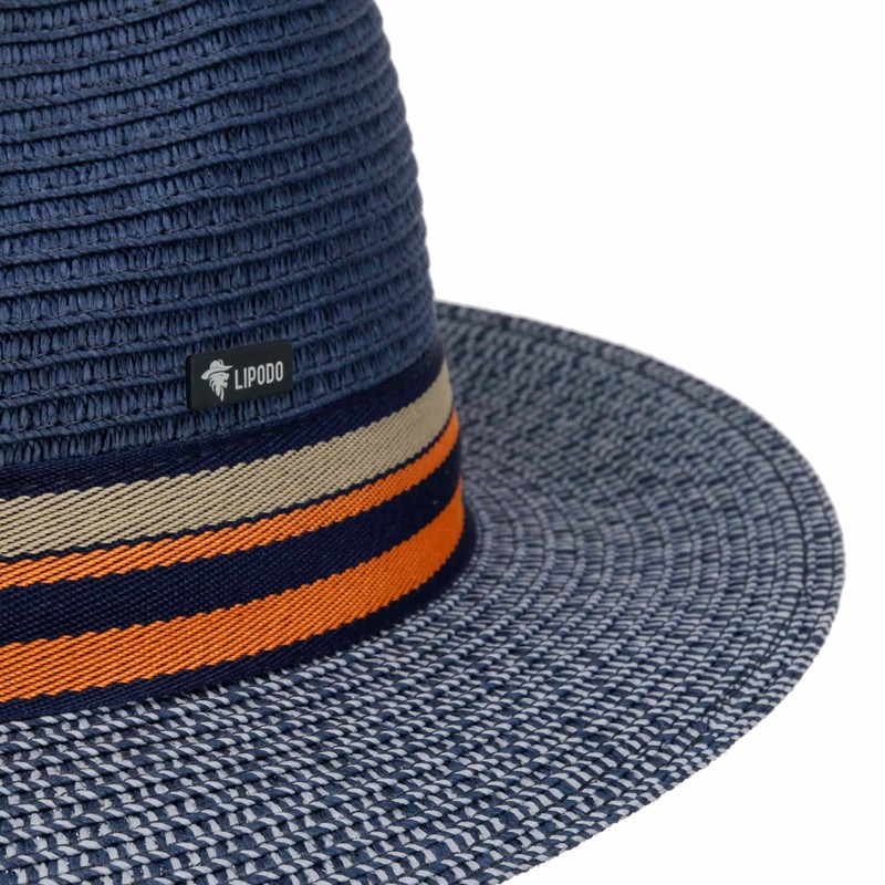 Lipodo Corinaldo Bogart Straw Hat, Multicoloured, Made in Italy, Men's