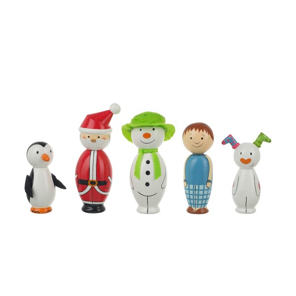 The Snowman and The Snowdog Wooden Skittles - Bowling Set Skittles Game for Kids, Indoor & Garden Toddler Toys - Wooden Toys for 2 Year Olds, Official Licensed Raymond Briggs Gifts by Orange Tree Toys