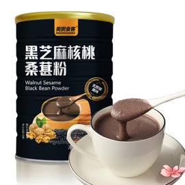 Black Sesame Walnut Black Bean Powder，Grain Congee，Chinese Yam Black Sesame Soup，Instant Soup，Breakfast Congee，17.6 Oz (500g) (17.6oz, No Sugar)