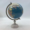 EXERZ 20cm Antique Globe Ocean Blue with a Wooden Base,