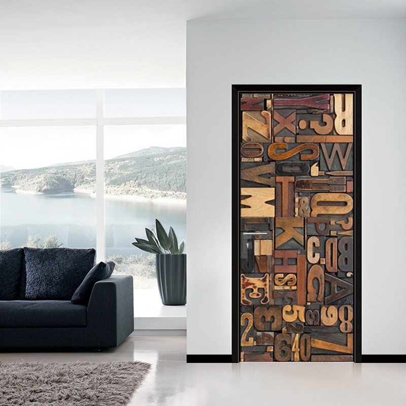 3D Door Mural Door Sticker Removable Self Adhesive Wall Decal