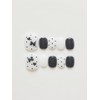 Black dot pedi tip Handmade nail tip - Round Square